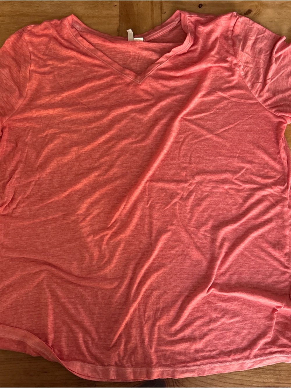 Women’s Short Sleeve V-Neck Tee in Coral Pink